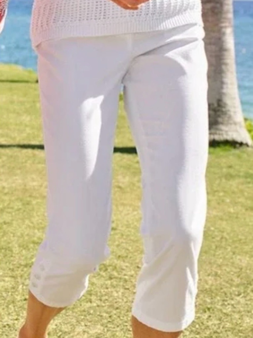 Talbots Perfect Skimmer Women's 14P cropped Capri Pants Pockets White